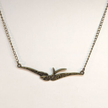 Antique Bronze Large Soaring Swallow Bird Necklace - Image 3