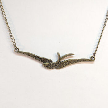 Antique Bronze Large Soaring Swallow Bird Necklace