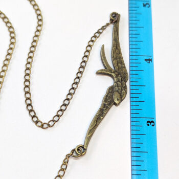 Antique Bronze Large Soaring Swallow Bird Necklace - Image 2