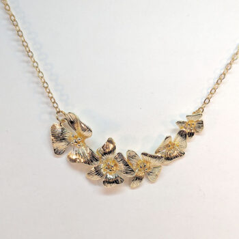 KC Gold Cascading Quintuple Orchid Flower Necklace - Image 3