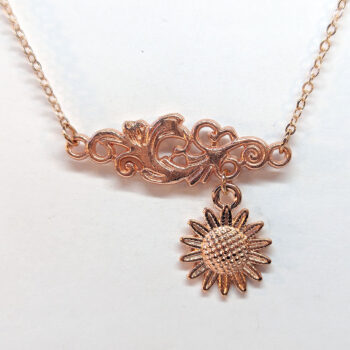 Rose Gold Connector Branch Vine Sunflower Flower Necklace