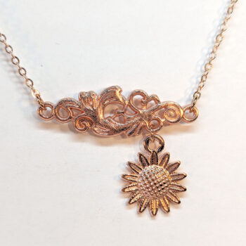 Rose Gold Connector Branch Vine Sunflower Flower Necklace - Image 3