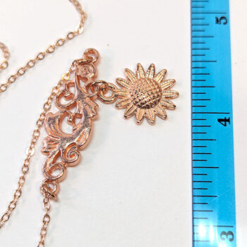 Rose Gold Connector Branch Vine Sunflower Flower Necklace - Image 2