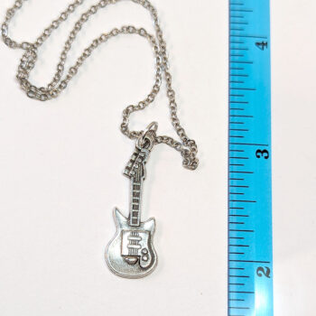 Electric Guitar Musical Instrument Antique Silver Necklace - Image 3