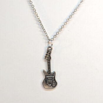 Electric Guitar Musical Instrument Antique Silver Necklace - Image 2