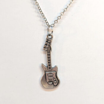 Electric Guitar Musical Instrument Antique Silver Necklace