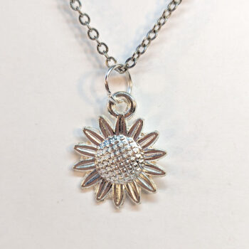 Silver Small Sunflower Flower Necklace