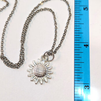 Silver Small Sunflower Flower Necklace - Image 2