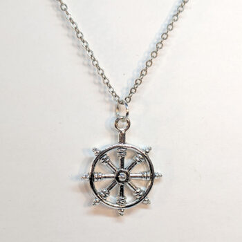 Nautical Ship Wheel Antique Silver Necklace - Image 3