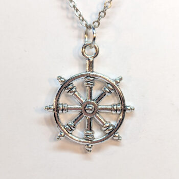 Nautical Ship Wheel Antique Silver Necklace