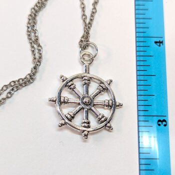 Nautical Ship Wheel Antique Silver Necklace - Image 2