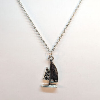 Antique Silver Sail Boat Necklace - Image 2