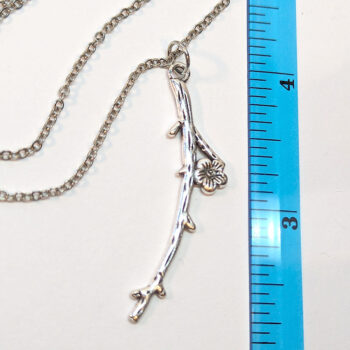 Long Branch Leaf With Flower Antique Silver Necklace - Image 2