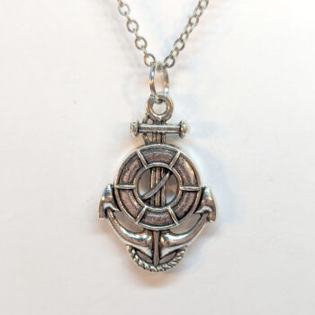 Nautical Anchor Life Preserver Antique Silver Necklace