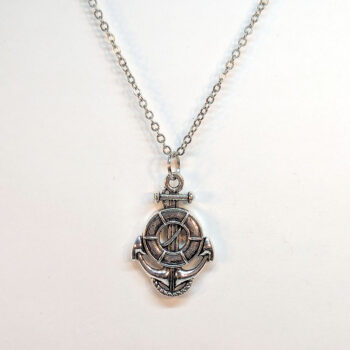 Nautical Anchor Life Preserver Antique Silver Necklace - Image 4