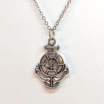 Nautical Anchor Life Preserver Antique Silver Necklace - Image 3