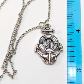 Nautical Anchor Life Preserver Antique Silver Necklace - Image 2