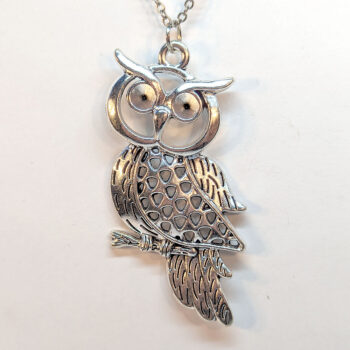 Antique Silver Large Hollow Owl Vintage Style Necklace - Image 5