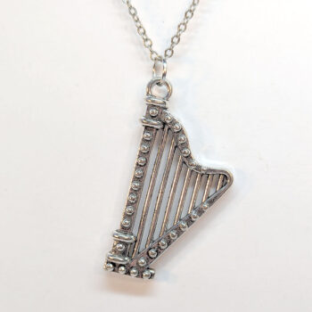 Harp Musical Instrument Antique Silver Necklace