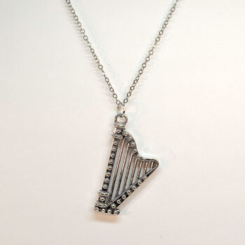 Harp Musical Instrument Antique Silver Necklace - Image 4