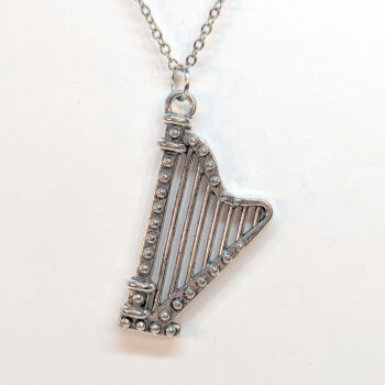 Harp Musical Instrument Antique Silver Necklace - Image 3