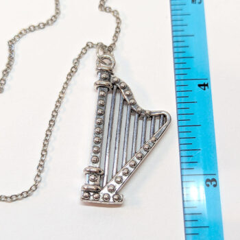 Harp Musical Instrument Antique Silver Necklace - Image 2