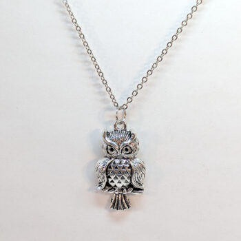 Antique Silver Owl on Branch Charm Necklace - Image 3