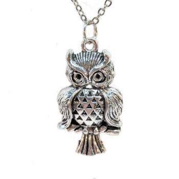 Antique Silver Owl on Branch Charm Necklace