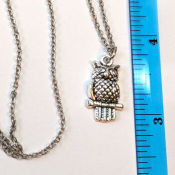 Antique Silver Small Owl on a Branch Necklace - Image 2