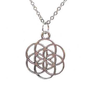 Large Celtic Knot Charm Round Antique Silver Necklace