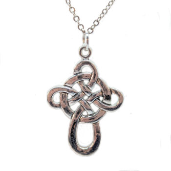 Large Celtic Knot Cross Antique Silver Necklace