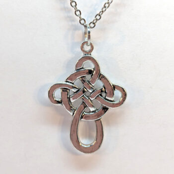 Large Celtic Knot Cross Antique Silver Necklace - Image 3