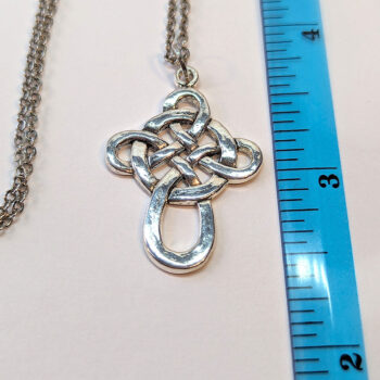 Large Celtic Knot Cross Antique Silver Necklace - Image 2