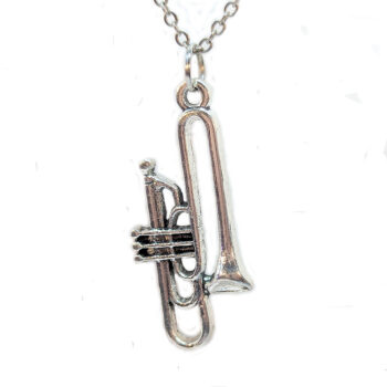 Trombone Musical Instrument Antique Silver Necklace