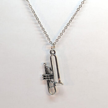 Trombone Musical Instrument Antique Silver Necklace - Image 5