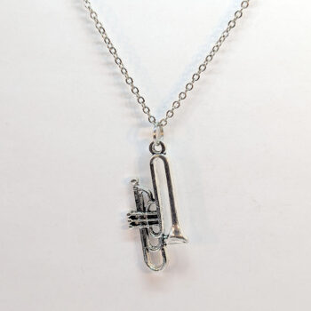 Trombone Musical Instrument Antique Silver Necklace - Image 4