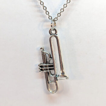 Trombone Musical Instrument Antique Silver Necklace - Image 3