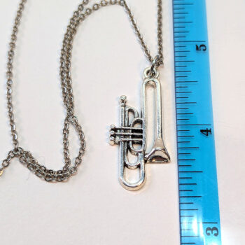 Trombone Musical Instrument Antique Silver Necklace - Image 2