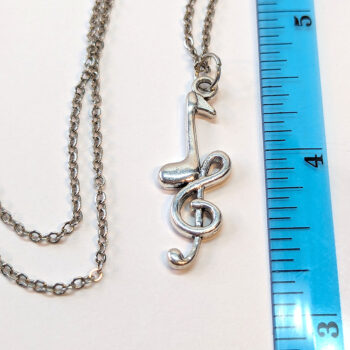 Musical Note Treble Clef Eighth Note Antique Silver Necklace - Image 2