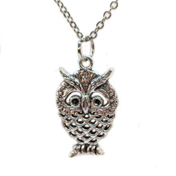 Small Cute Hollow Owl Charm Antique Silver Necklace