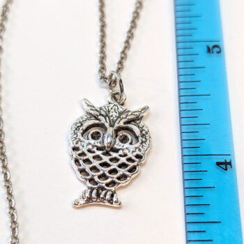 Small Cute Hollow Owl Charm Antique Silver Necklace - Image 2