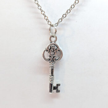 Antique Silver Rounded Top Key Necklace - Image 4