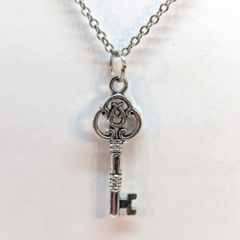 Antique Silver Rounded Top Key Necklace