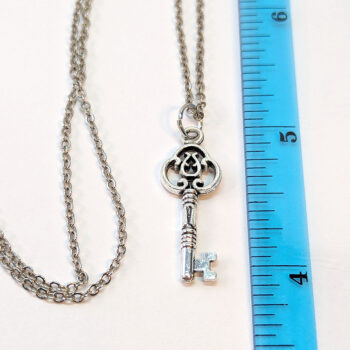 Antique Silver Rounded Top Key Necklace - Image 2