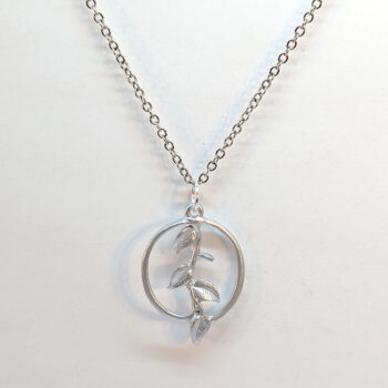 Silver Branch with Leaves Leaf Hoop Necklace - Image 3