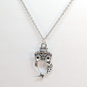 Antique Silver Hollow Owl Necklace - Image 2