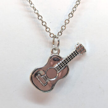 Guitar Musical Instrument Antique Silver Necklace - Image 4