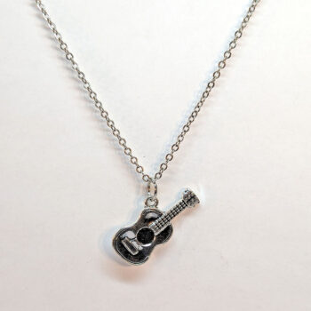 Guitar Musical Instrument Antique Silver Necklace - Image 3