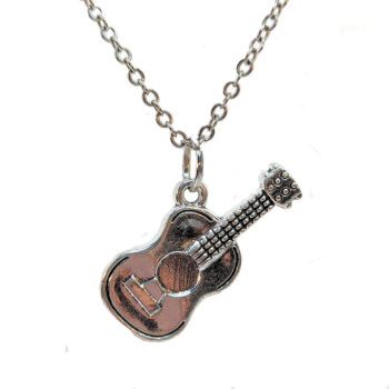 Guitar Musical Instrument Antique Silver Necklace