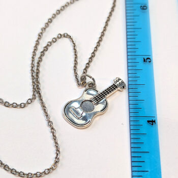 Guitar Musical Instrument Antique Silver Necklace - Image 2